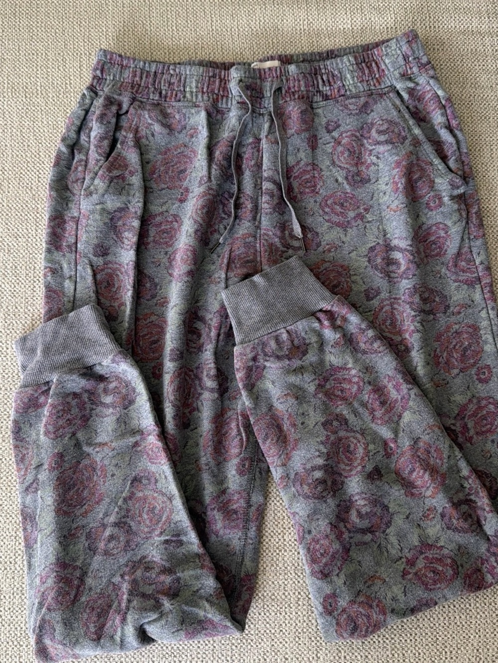 Abercrombie & Fitch Gray Joggers with Rose Floral Print